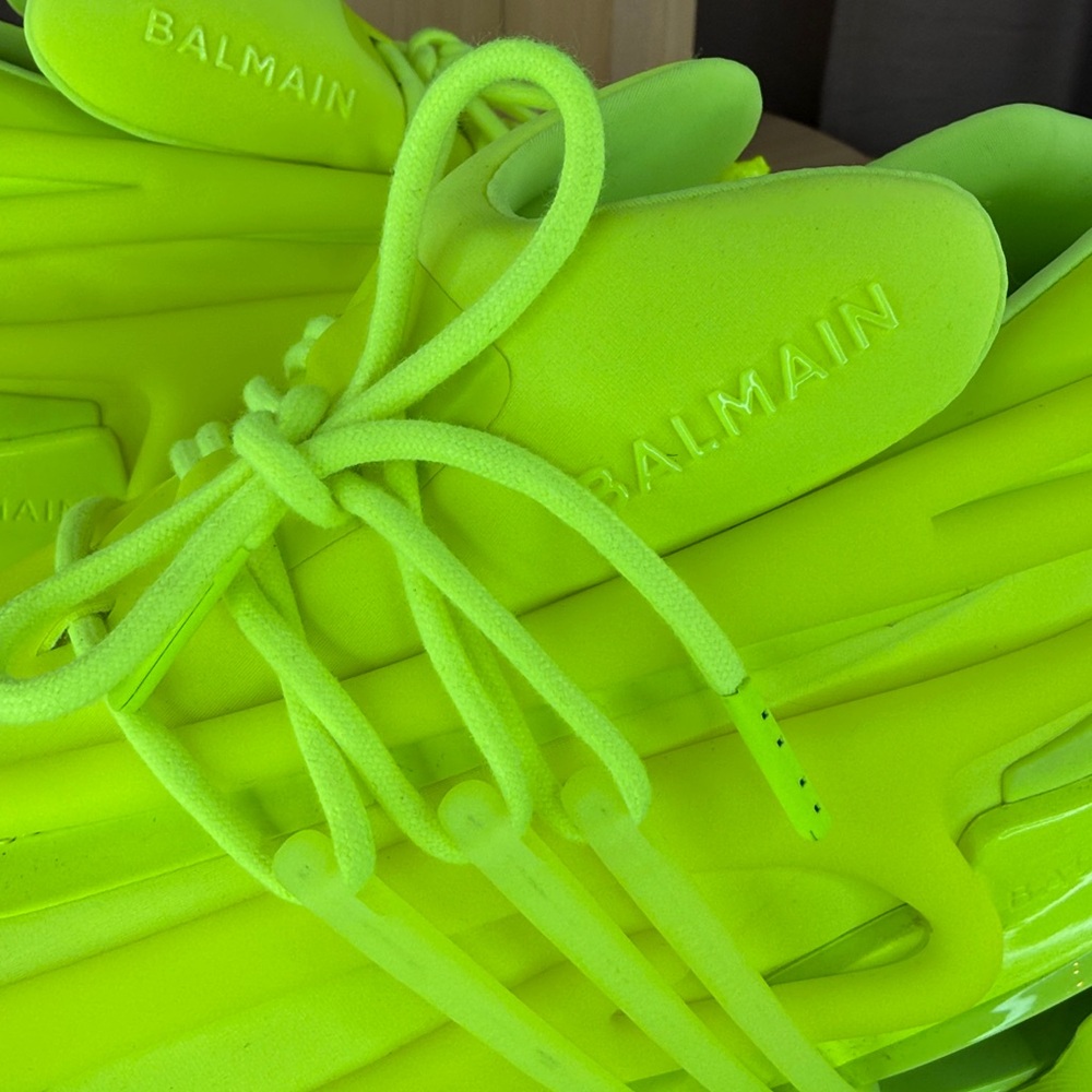 ๐ฅBALMAIN - Unicorn Low-Top Sneakers - Neon Green / Fluo Yellow - Men's US 12 - Picture 15 of 17